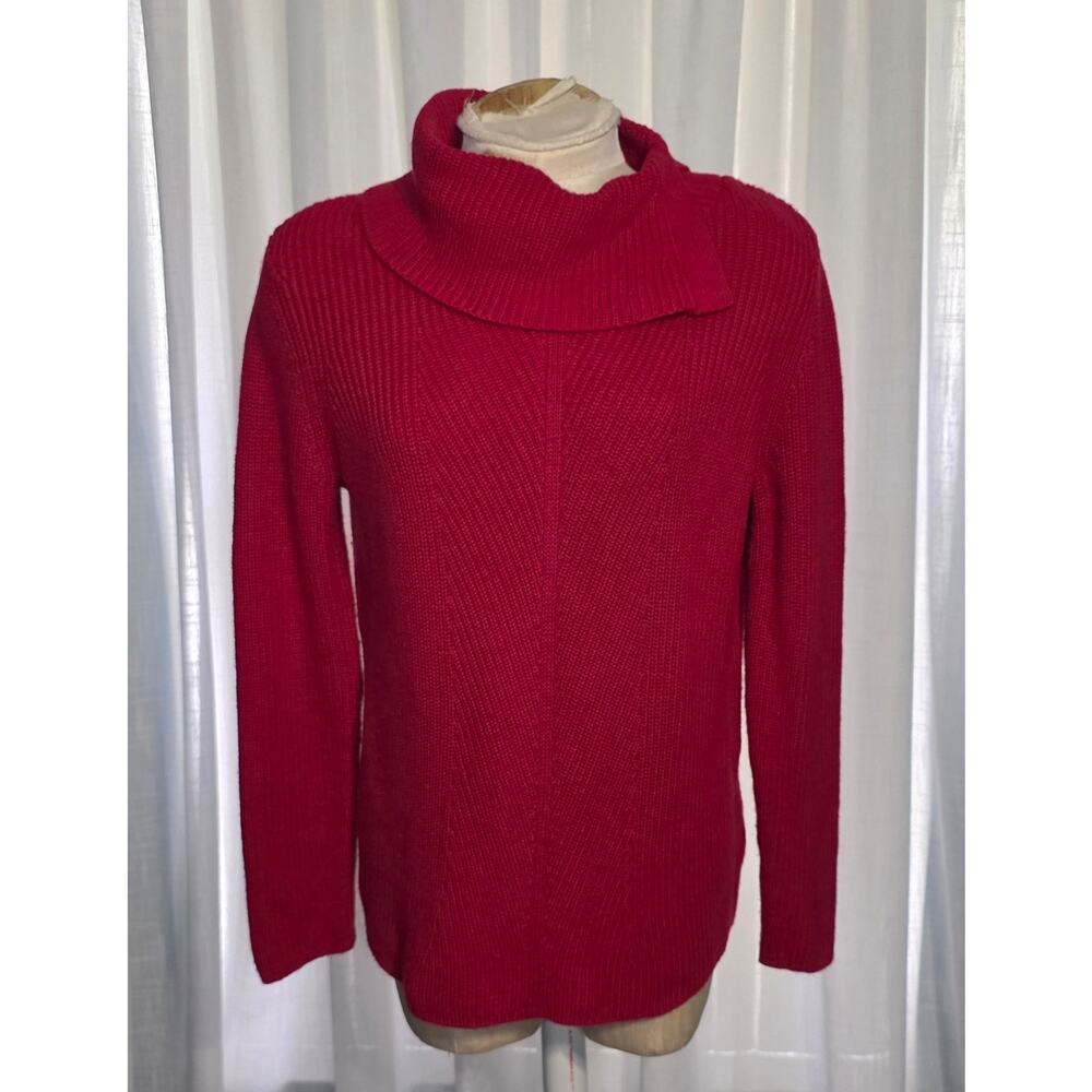 Talbots Shaker Stitch‎ Cowlneck Red  Sweater Size Medium